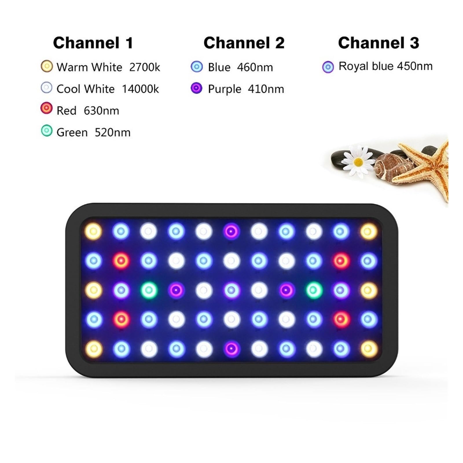 oświetlenie akwarium Sterowanie 165w Ściemnialne oświetlenie LED do akwarium Oświetlenie morskie z trzema kanałami Pięć trybów do koralowego akwarium do akwarium roślinnego(Blauw)