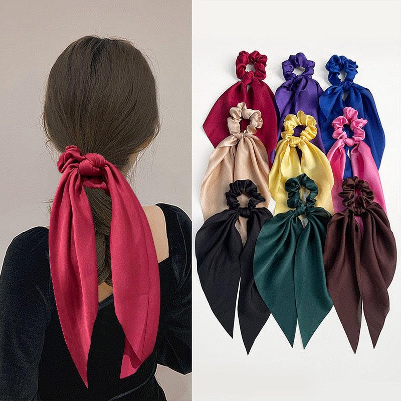 6Pcs Hair Scrunchies Satin Silk Elastic Hair Bands Hair Scarf Ponytail Holder Scrunchy Ties Vintage Accessories for Women Girls-picture-29