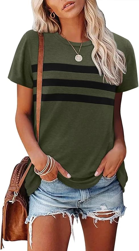 KISSMODA Summer Short Sleeve T Shirt Loose Fit Casual Dressy Women Top 2025 Trendy Ladies Fashion Blouses(S-3XL)