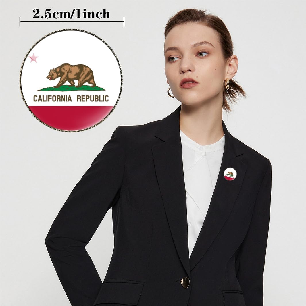 4 Pcs California Flag Pin Round 1 Inch, Lapel Pins Souvenir Badge for Hat Clothes Backpack,Californians Flag Brooch Accessories Party Favors,Patriotic Pin Accessories for Men/Women - Image 2