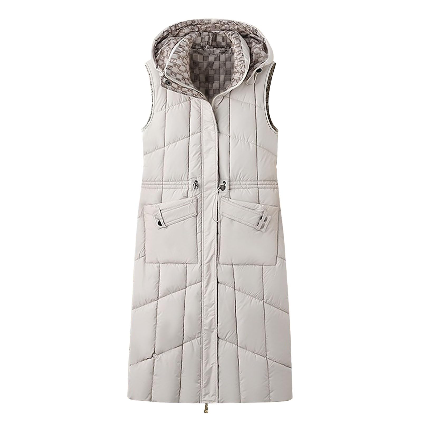 Genérico Plumas Corto Mujer,Abrigo De PlumóN Reversible Sin Mangas Largo Para Mujer Chaqueta Acolchada CáLida De Talla Grande Para Invierno