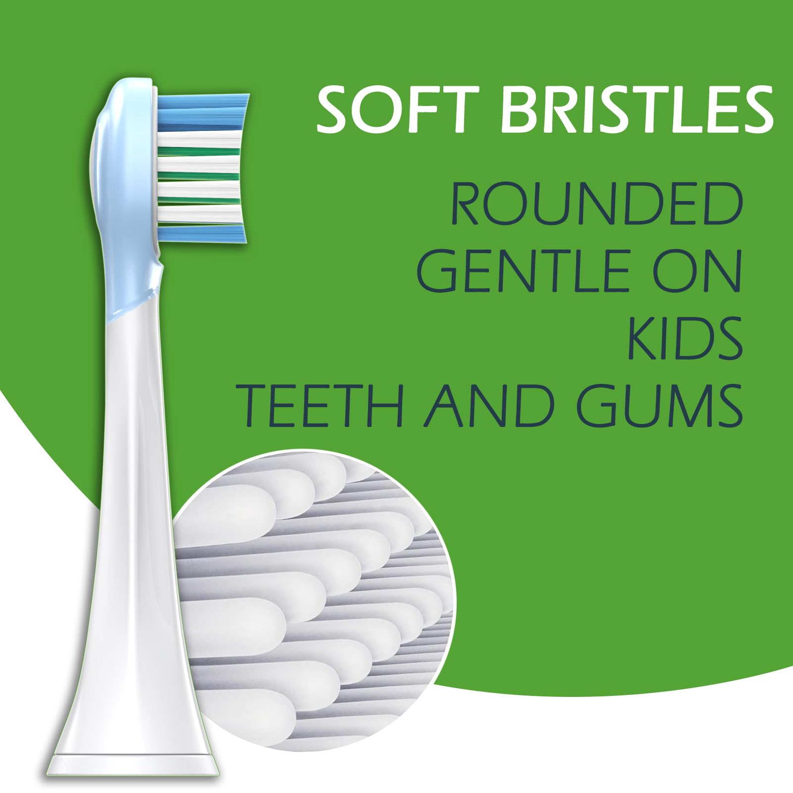 Mini cabezales de cepillo de dientes para niños compatibles con Philips Sonicare para niños, HX6351, HX6321, HX6032, HX6042 (cabezales de cepillo de repuesto con cubierta), cuidado suave de