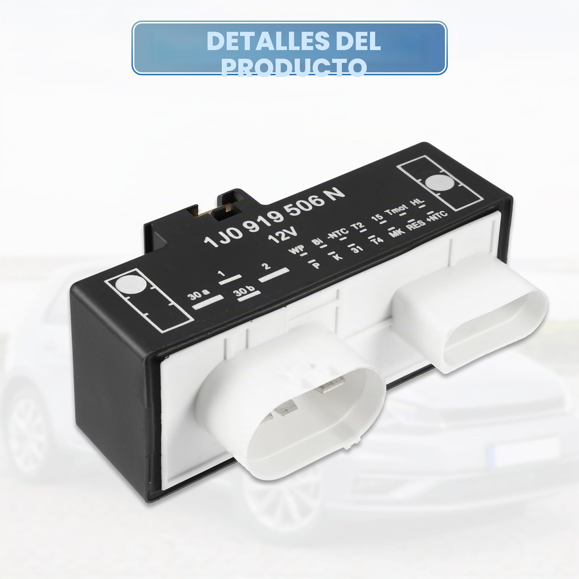 A ABSOPRO Módulo Control Ventilador Radiador Para Volkswagen Golf 02-05 1Pc | Para Volkswagen Jetta 02-04, Plástico Y Metal, Negro Y Blanco, 12.3X5.1X7.3Cm, 4+14 Pines, 1J0919506N, 1 Unidad
