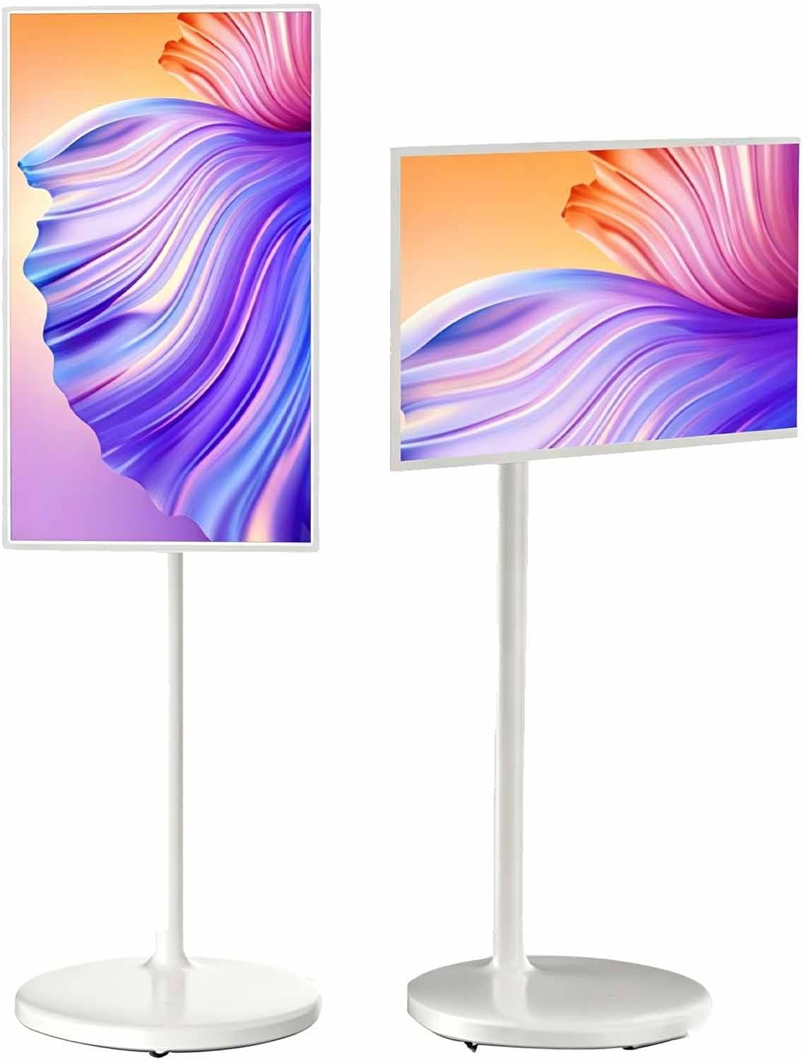 21.5"/24"/27"/32" Portable Tv, 8+128gb, Rolling Smart TV 6-8H Playtime, Wireless Casting, 10-Point Touch Screen Monitor, Rotatable Display for Home/Office/Travel 21.5inches