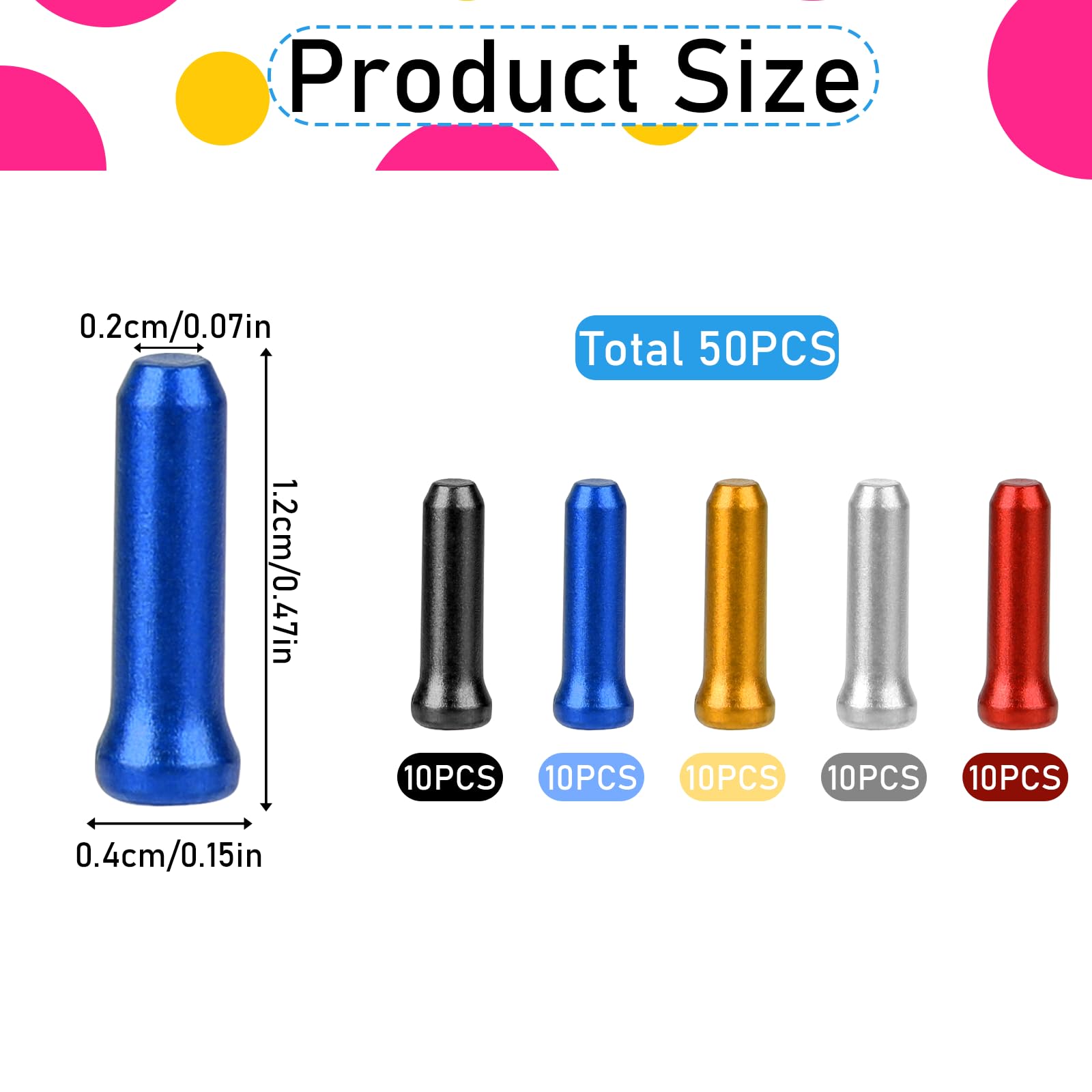 50pcs Bike Brake Cable End Cap Crimps, Bike Cable End Caps, Bicycle Cable Ends Cycling Caps Alloy Crimps Bike Brake Cable End Tips Parts Suitable for Road Mountain Bicycle, Various Types of Bikes