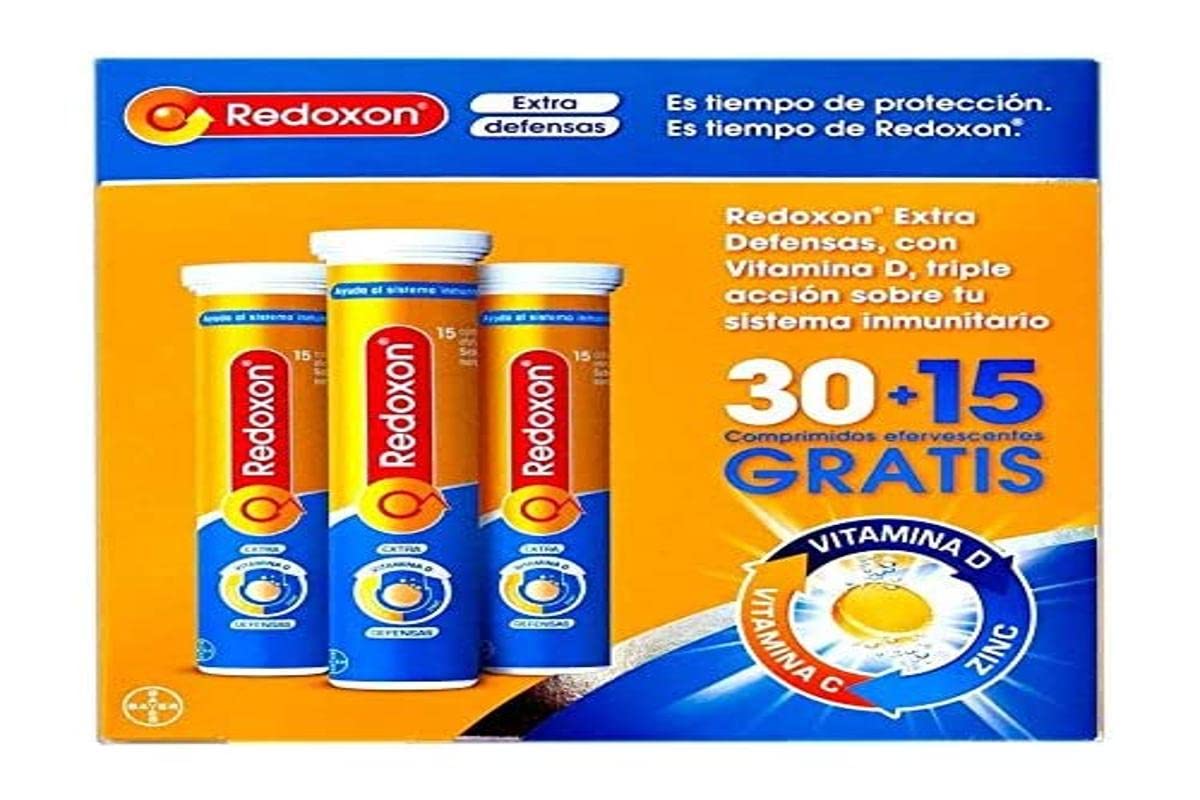 Redoxon Extra Defensas Vitamina C, D y Zinc, 30+​15 Comprimidos Efervescentes