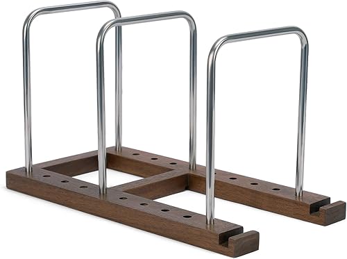ACTESE Walnut Wood Vinyl Record Stand, 3-Tier LP Organizer for 75 Records, Adjus