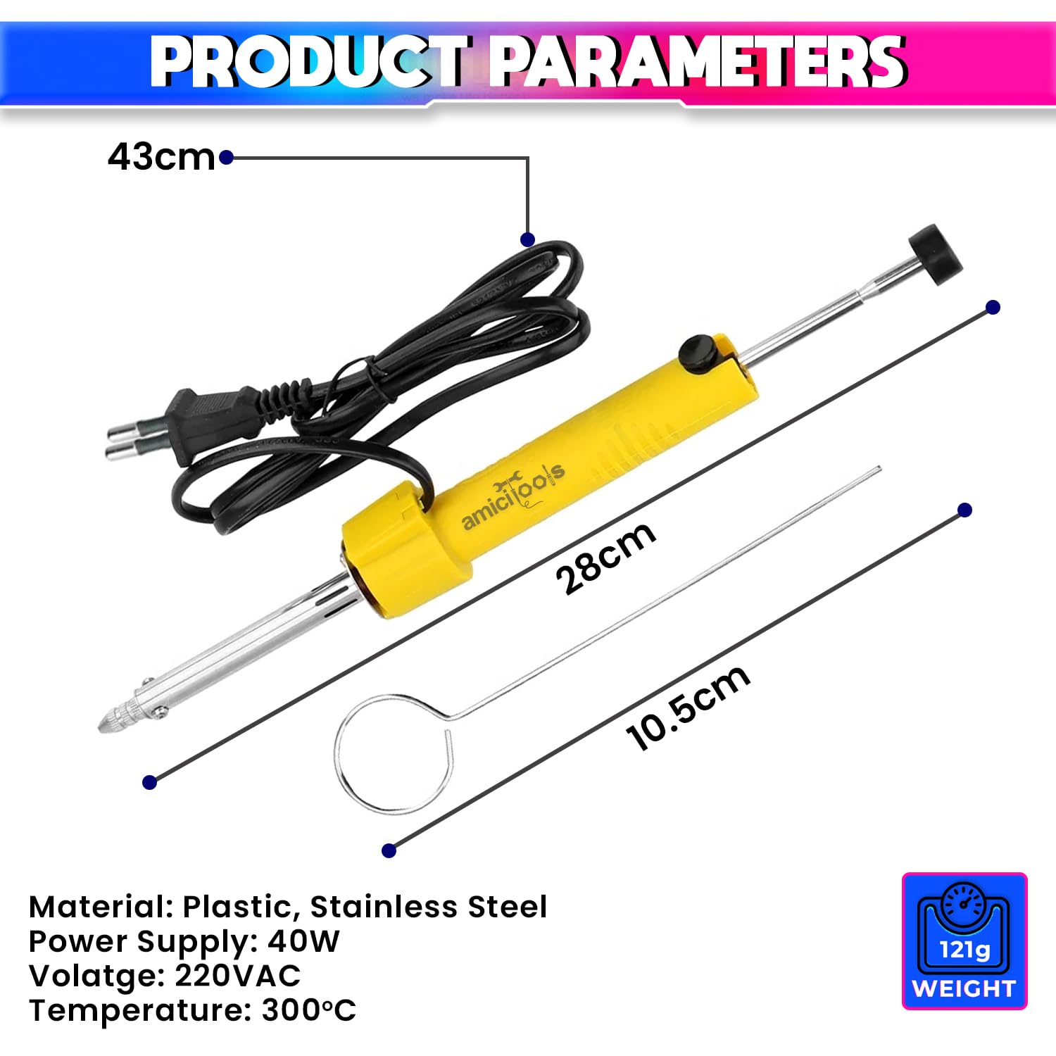 amiciTools 2-in-1 Suction Pen with Built-In Heating Element – One-Hand Operation, Rapid Heat-Up, and Extended Flexibility for Efficient Desoldering - Image 5 thumbnail