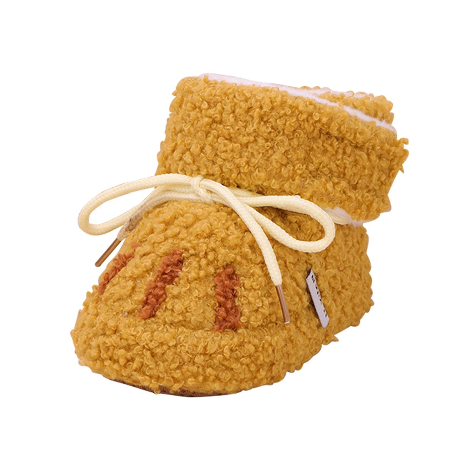 Fleece Baby Booties Infant Girls Boys Non-Slip Soft Warm Slippers Comfort Winter Sock Shoes Toddler Newborn Snow Boots (Yellow, 0-6 Months)
