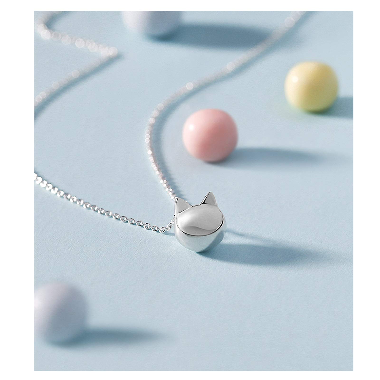 ZHUDJ Collane a Catena con clavicola di Gatto Che Cammina con Gioielli in Argento Sterling 925