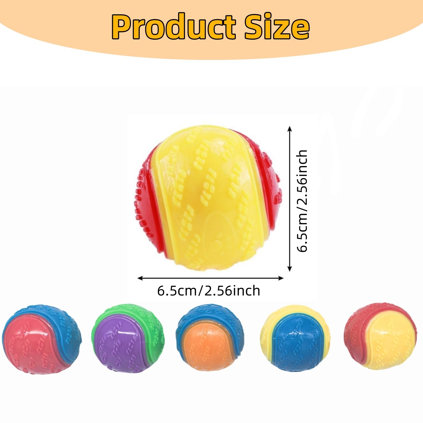 AKICWTJZH 5Pcs Squeaky Dog Balls, Teeth Cleaning Chew Toys for Dogs Interactive Pet Ball Toys, Squeaky Balls for Training & Fetch Games - Image 2