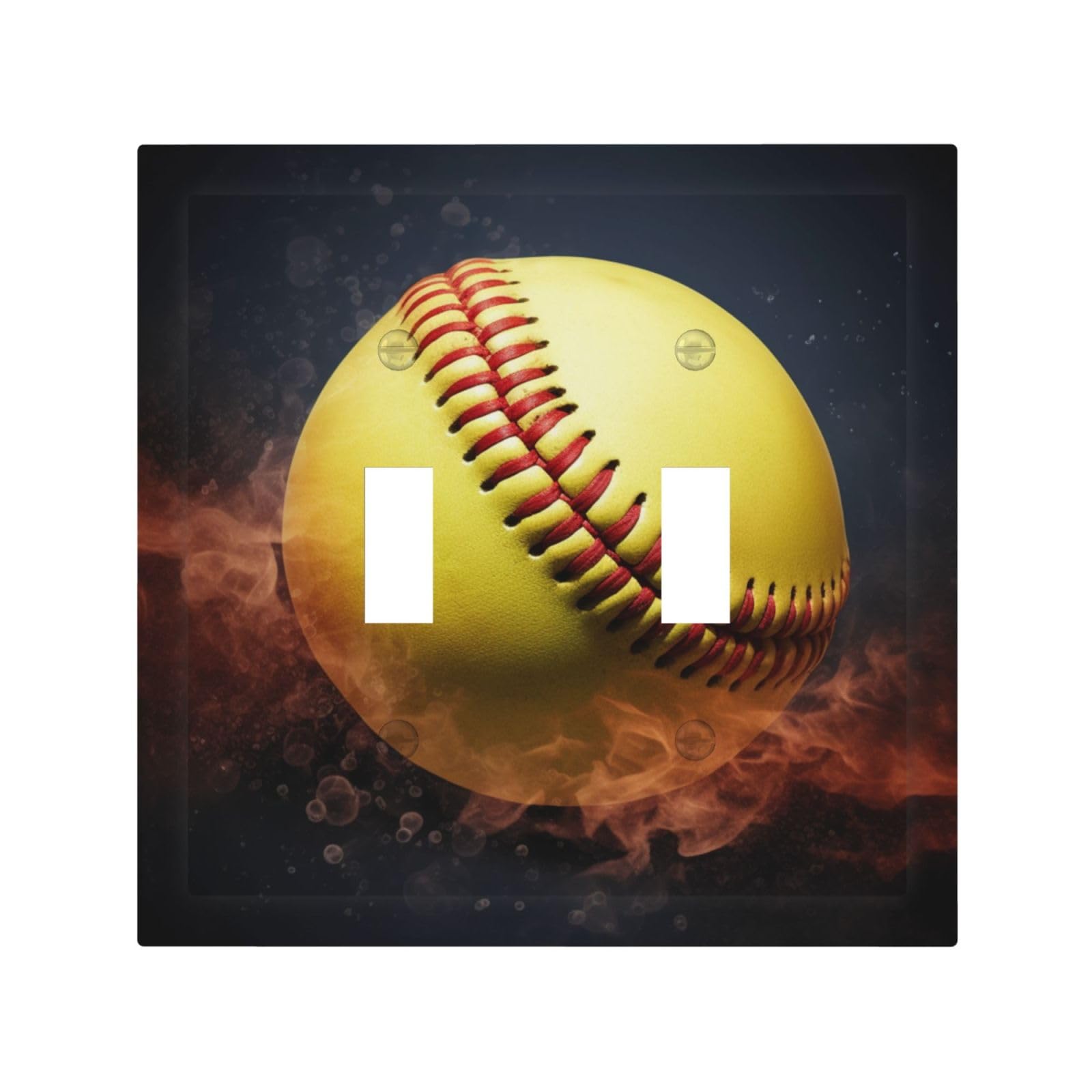 Decorator Double Toggle Light Switch Covers Softball Wall Plate 2-Gang Mid Size 5" x 4.9" Double Toggle Switch Wallplate Decorative 2 Gang Wall Switch Plate Covers