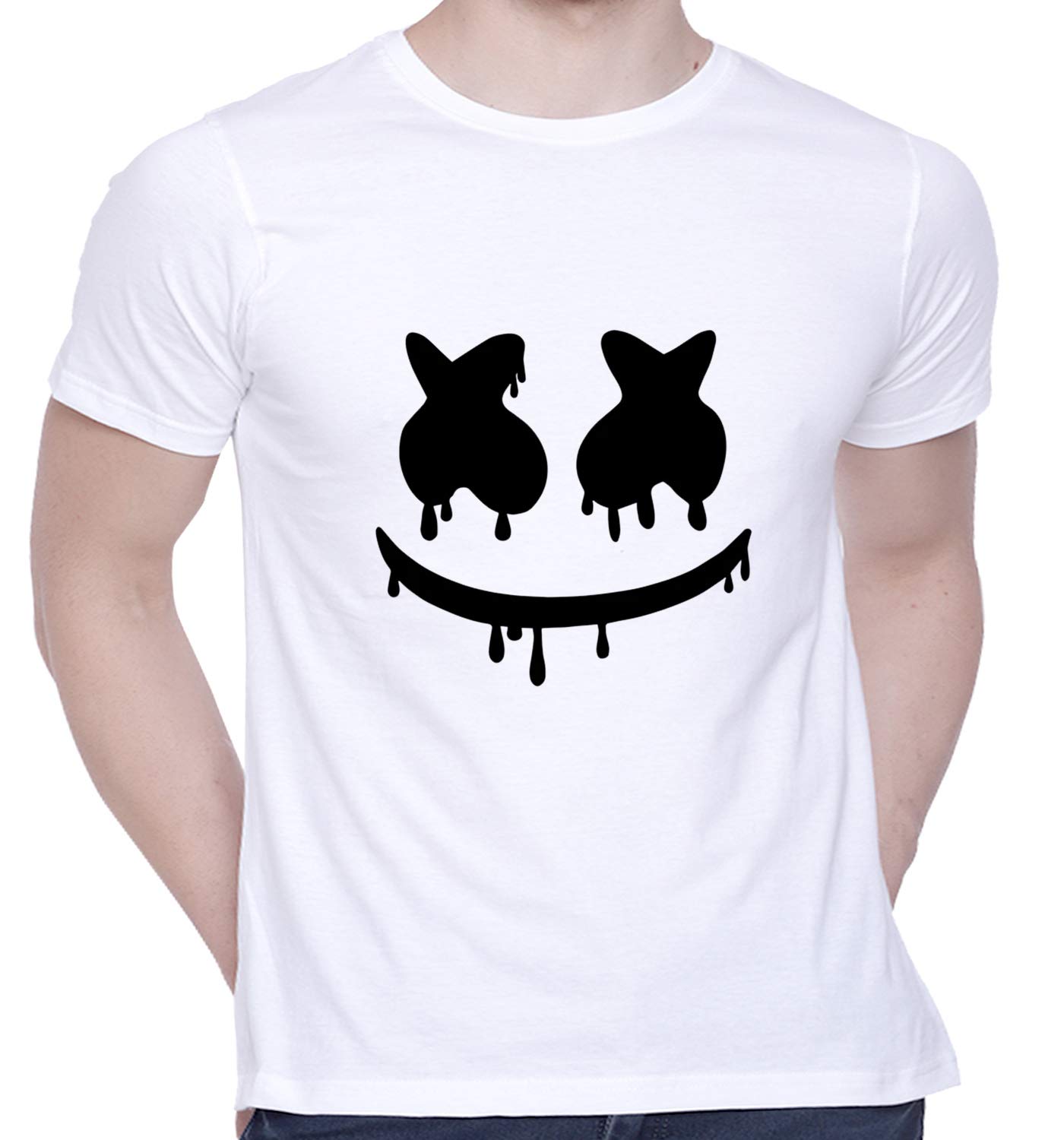 CreativiTGraphic Printed T-Shirt for Unisex Marshmello Mask Tshirt | Casual Half Sleeve Round Neck T-Shirt | 100% Cotton | D00035-57