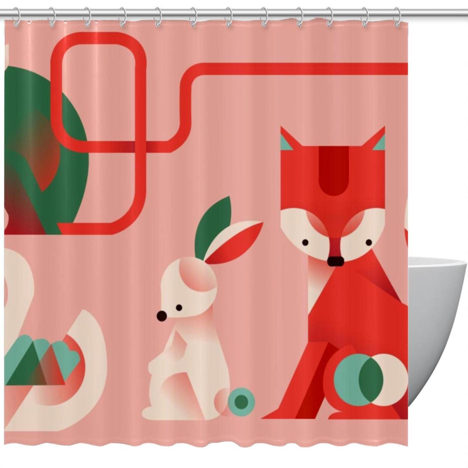 Rideau de douche imperméable anti-moisissure 168 x 183 cm motif géométrique