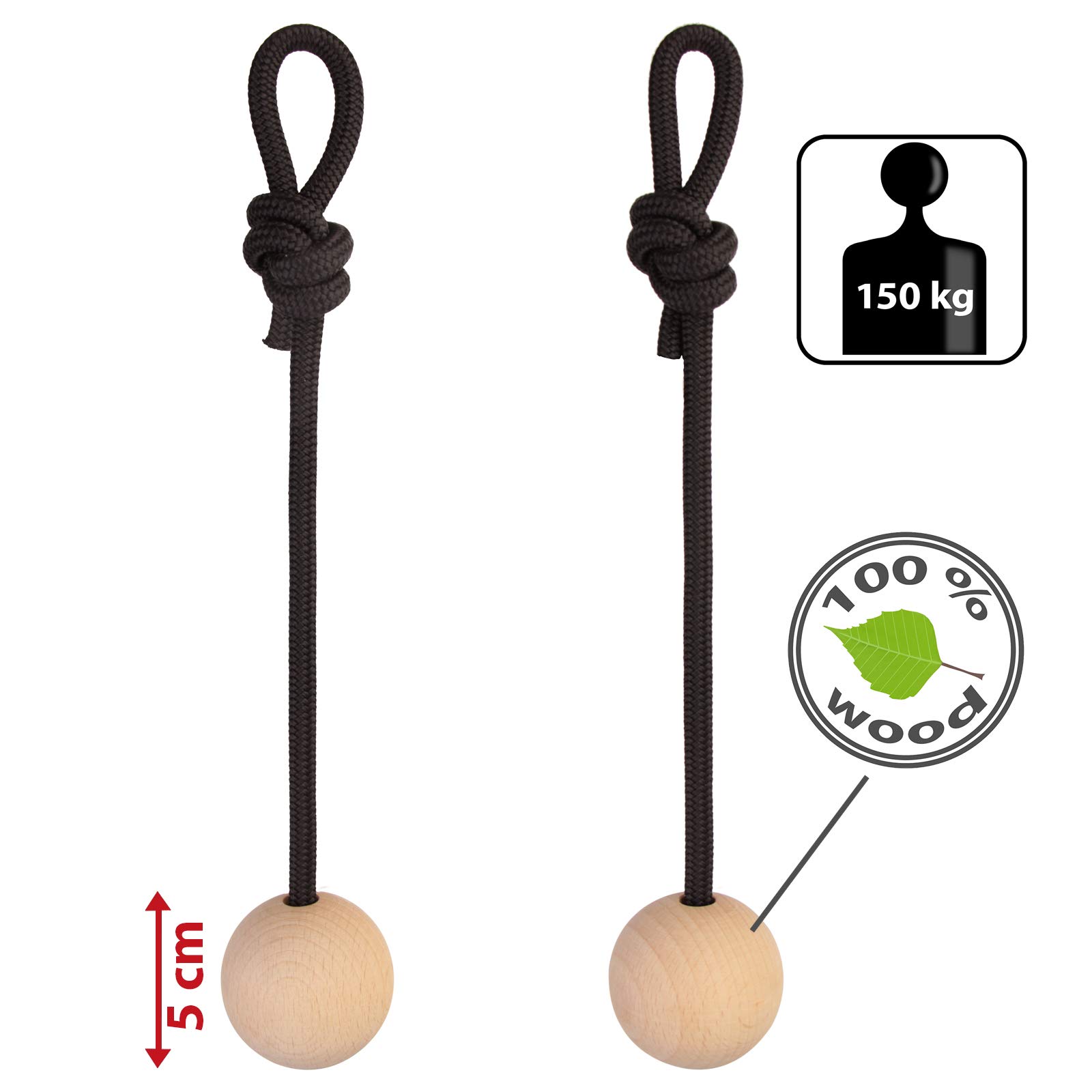 ALPIDEX 2 Unidades de Bolas de Entrenamiento de distinto tamaño - Juego de 2 Bolas de Madera para Entrenamiento de Escalada