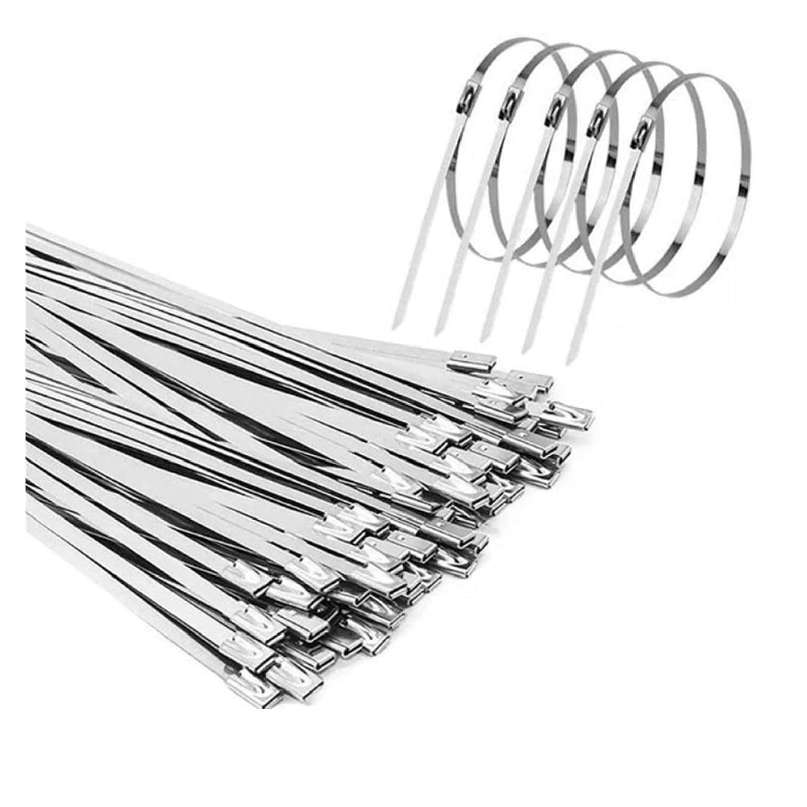 Jfnklfg One Color Metal Cable Ties 100 Pcs 4.6Mm 304 Stainless Steel Metal Cable Ties Multifunctional Self-Locking Zip Exhaust Wrap Coated Locking(4.6X200mm-100Pcs)