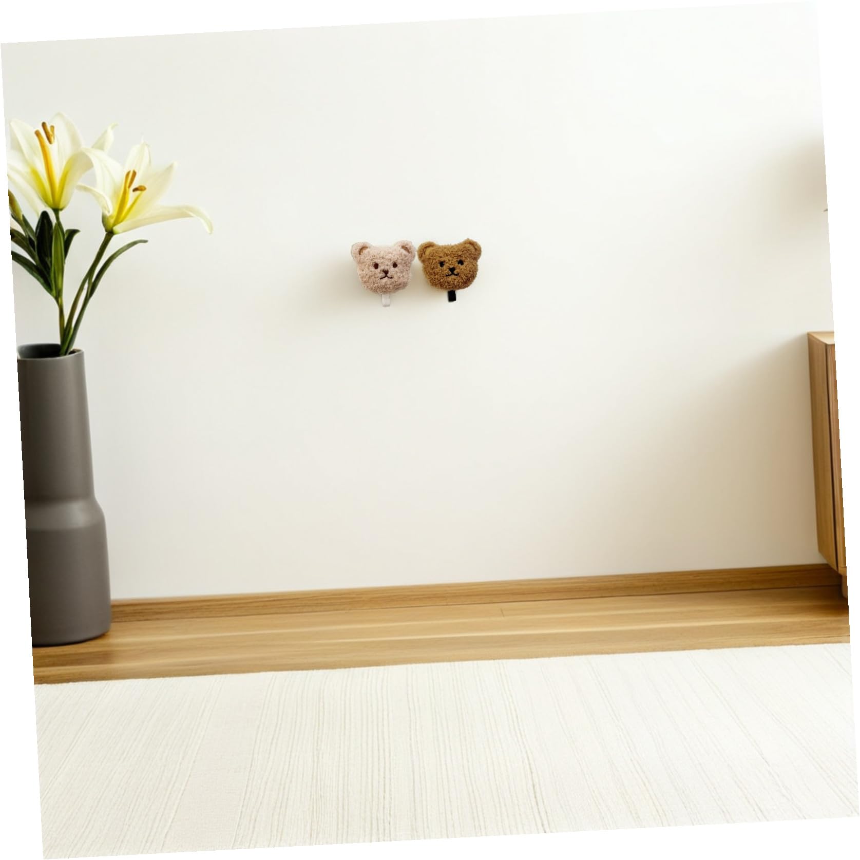 jojofuny Ganci Adesivi da Parete 2 Pezzi Orsacchiotto in Peluche, Design Autoadesivo per Bagno e Cucina, Resistente e Decorativo per Appendere Chiavi e Cappelli