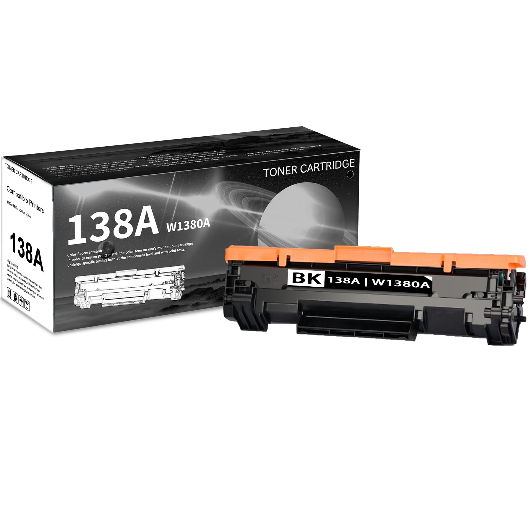 1 PK 138A | W1380A Black Toner Cartridge 2,000 Pages High-Yield Compatible, 138A | W1380A, Replacement for HP M12w M12a M26nw M26a Printer