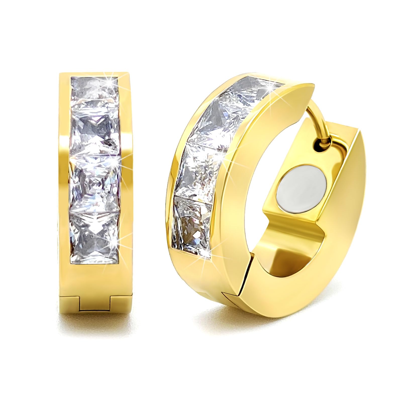Plux Fashion Magneet Oorbellen - Zilver - 8 mm - Metaal - Heren - Dames - Geen gaatje