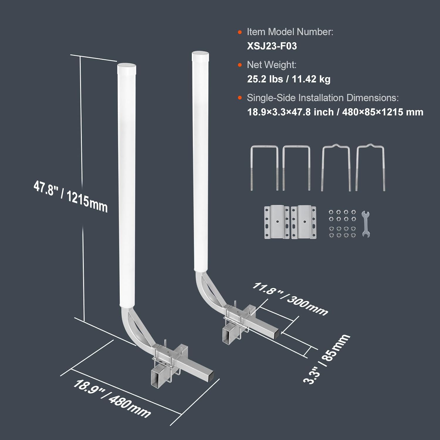 Happybuy Marine Trailer Guide Set, 48" Adjustable Poles, Pair of Steel Supports with PVC Coating, Ideal for Ski, Fishing, and Sailboat Trailers