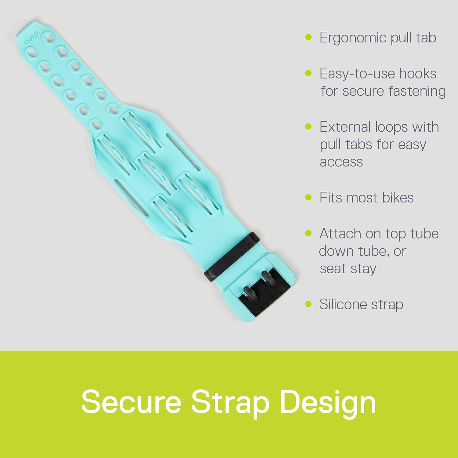 Bike Frame Carrier Strap MTB with Tire Plugger Kit, Stwap by Delta Cycle, Mountain Bike Strap with Integrated Storage Loops for CO2 Inflator, Tubes, Bike Tool Kit and More