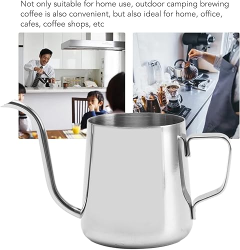 Miniatura 24 de Hervidor de café para verter sobre café, boquilla de cuello de cisne de acero inoxidable de 12 onzas, tetera larga y estrecha para verter sobre