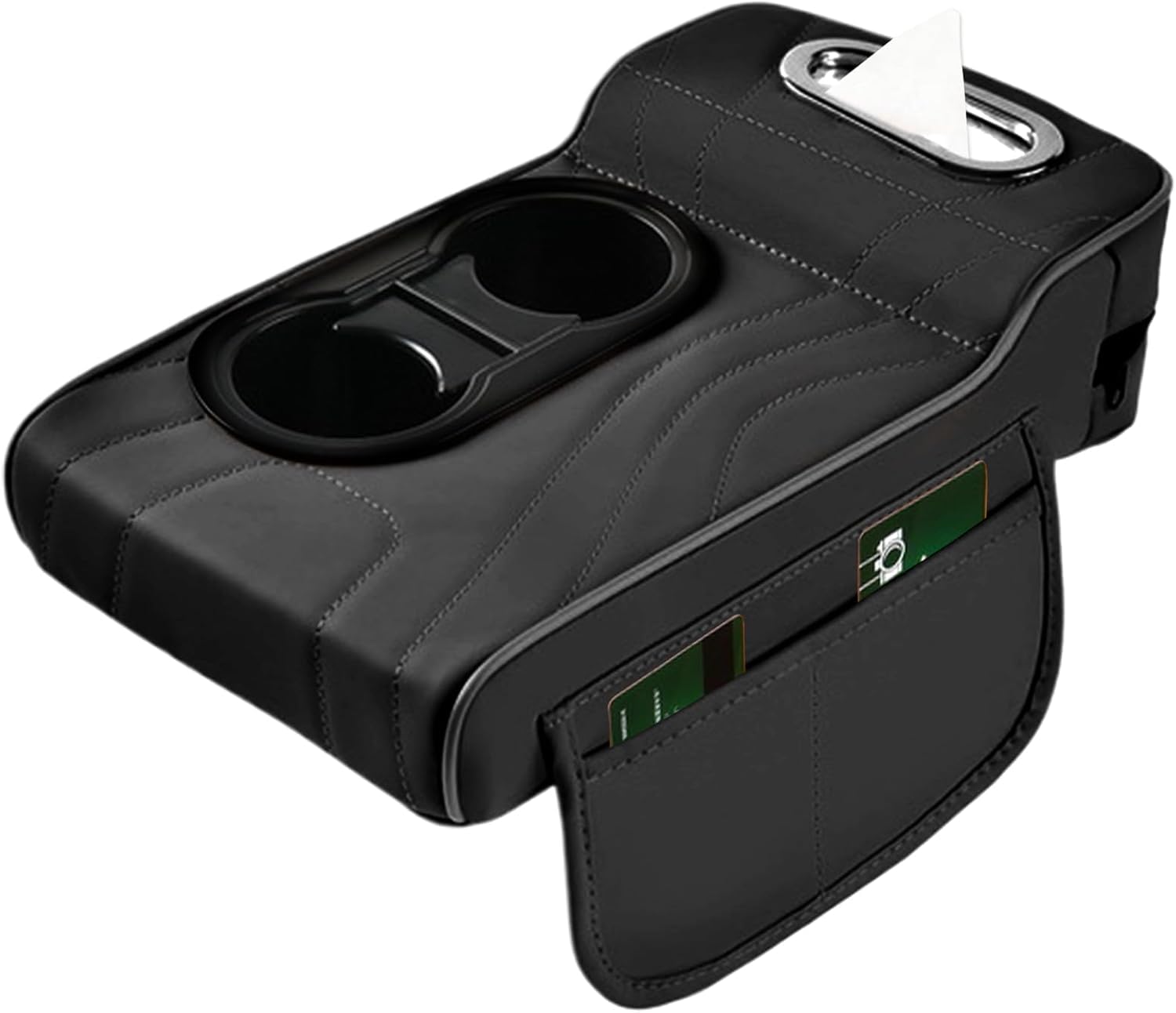CYBHYAXC Car Armrest Cushion Storage Box For Audi S4 4A, C4 1991 1992 1993 1994, Car Center Console Armrest Pillow With Cup Holder Storage Pocke Tissue Box,Black