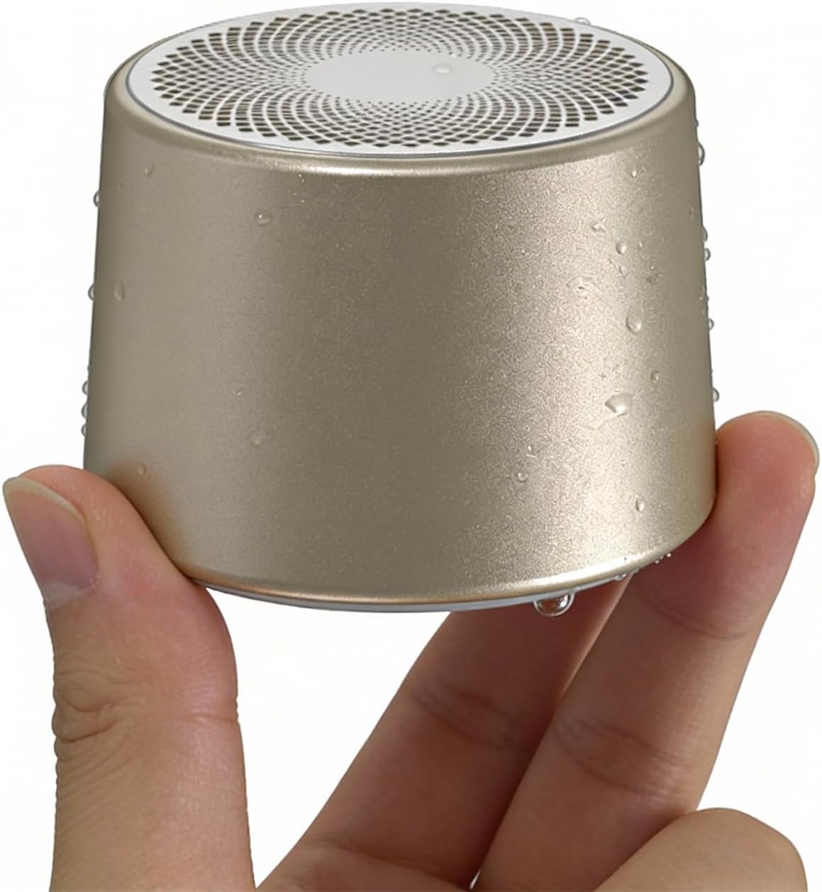 Mini Magnetic Bluetooth Speaker, 5W Internal-Magnet Speaker, Speakers with Hands-Free Call, IPX6 Waterproof, Portable Speakers for Shower, Room, Car, Trip, Ideal Gift for Men, Women (Champagne Gold)