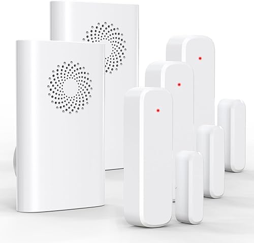 Miniatura 13 de Timbre de puerta inalámbrico, alarma de sensor de puerta abierta al entrar Negocio/Oficina/Tienda (alcance de 500 pies 51 timbres Volumen ajustable)