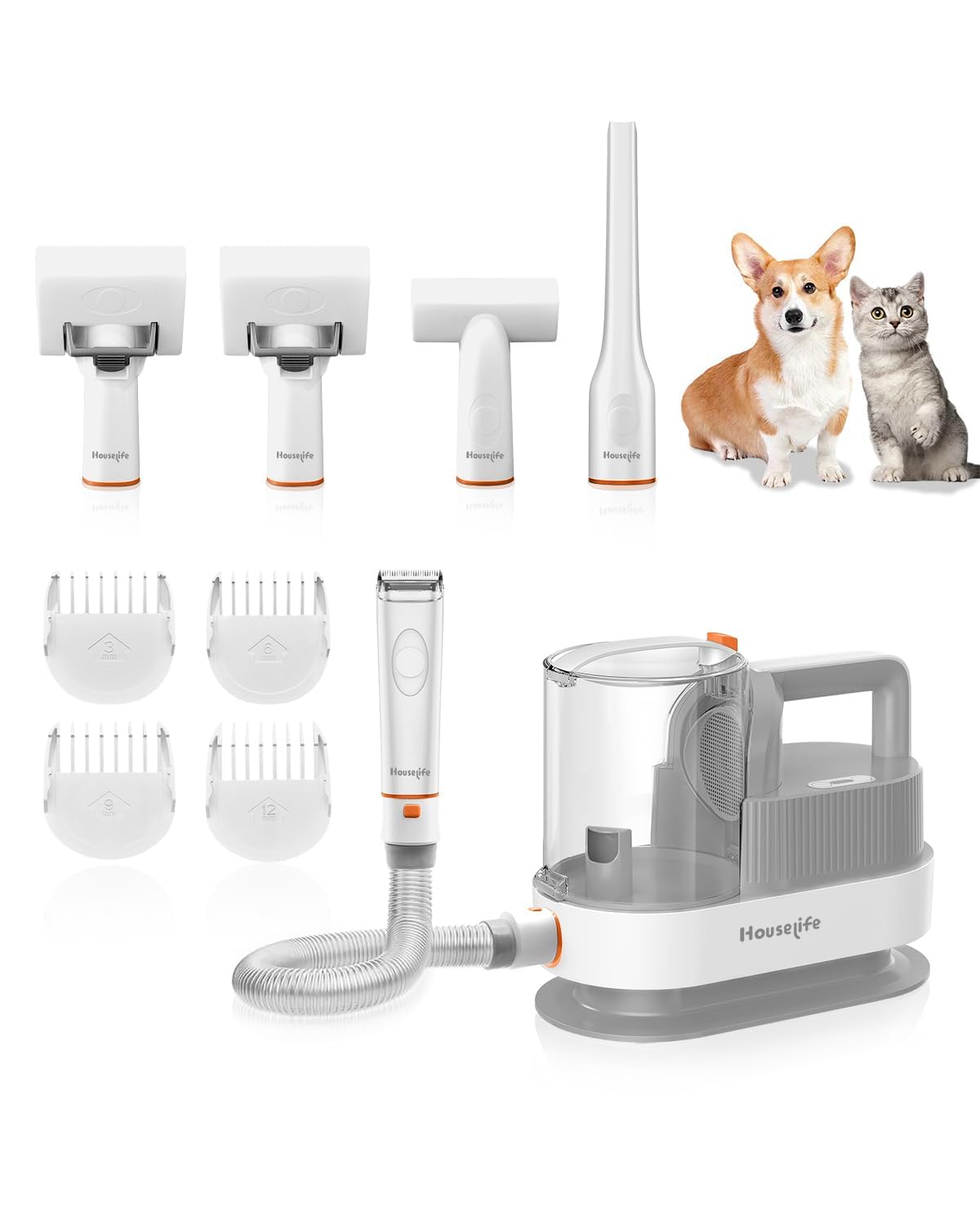 Houselife HL-01 Pet Grooming Vacuum Kit with all included accessories
