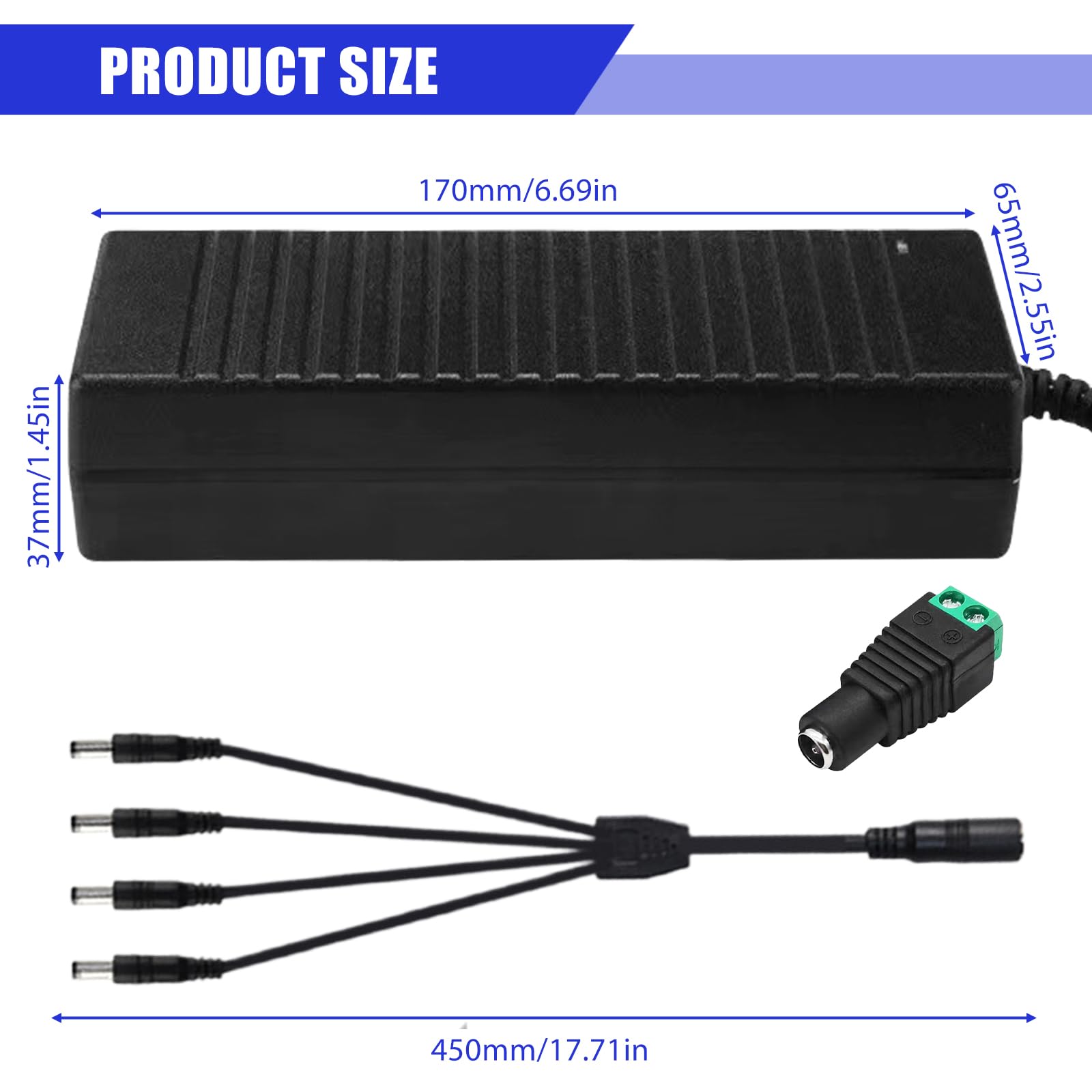 Adapter sieciowy 24 V 6 A 144 W, AC 100-240 V do DC 24 V adapter sieciowy transformator, uniwersalny zasilacz sieciowy z 5,5 mm x 2,5/2,1 mm DC Jack, transformator LED do taśm LED, monitora LCD