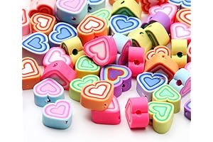 KitBeads Polymer Clay Rainbow Heart Beads