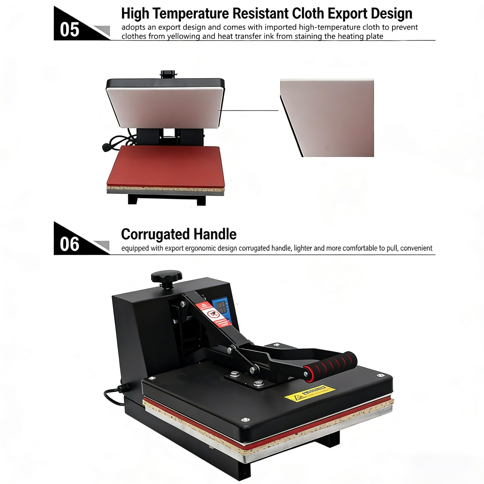Máquina de prensa de calor para impresión de camisetas, control inteligente de temperatura, prensa en caliente con almohadilla de esponja de doble capa para pequeñas empresas y proyectos de bricolaje
