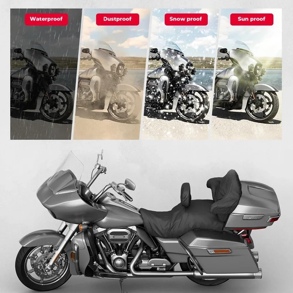 Funda Asiento Moto Funda de Asiento de Motocicleta Compatible con Asientos de Turismo y Triciclo, Funda de Asiento a Prueba de Polvo y Lluvia, Accesorios Asientos de Moto