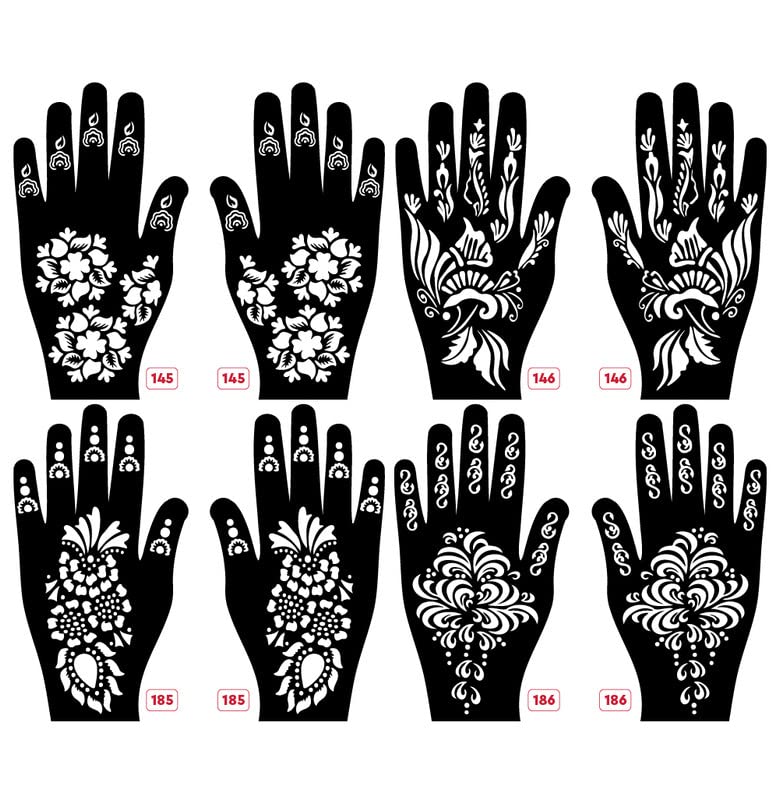 Mehndi stencils reusable Latest Mehandi Design Stencils for Girls, womens, kids, unisex Design NO - Apcute-New-145-146-185-186