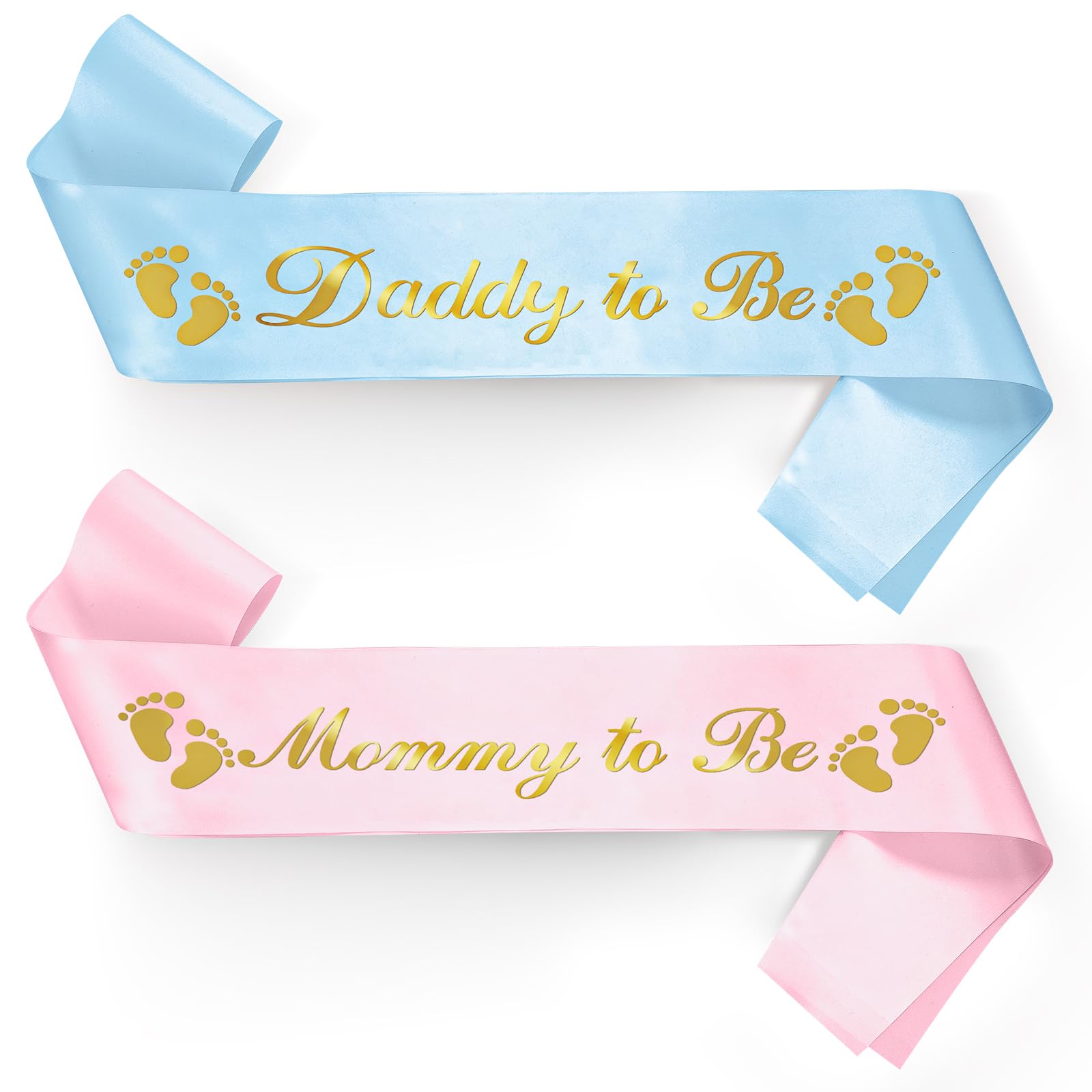 Prasacco 2 Pieces Mummy To Be Sash Daddy To Be Sash Mummy And Daddy To Be Sash Mum To Be Sash Baby Shower Sash Party Supplies Gift for Baby Shower Party Decoration Gender Reveal (Blue, Pink)