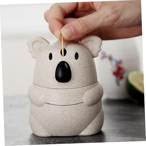 Miniatura 8 de Cabilock Prensa-tipo caja de palillo de dientes de apertura automática Koala Toothpick Holder compacto ligero para el hogar