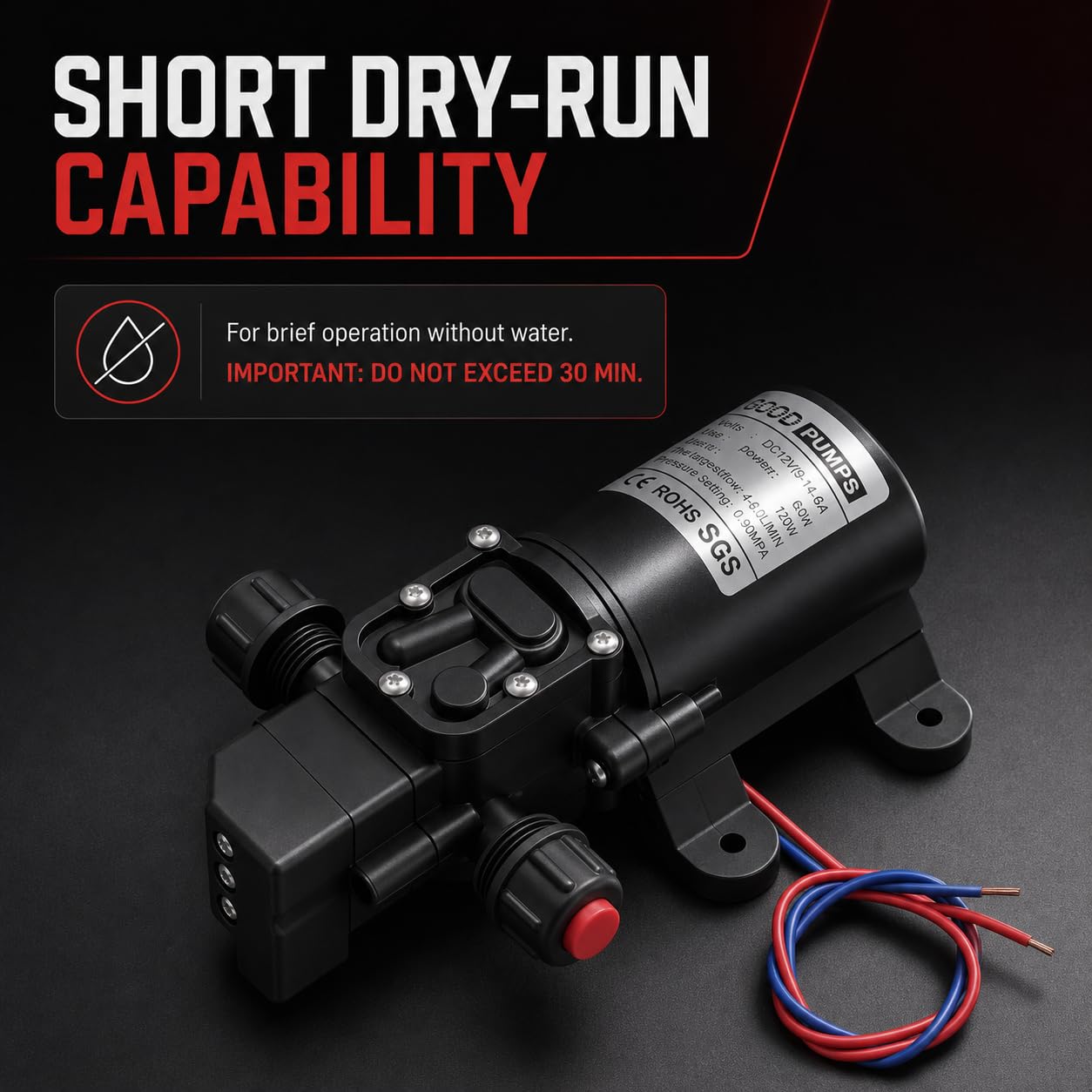 Pompa samozasysająca 12 V - Pompy wodne DC 0,9 Mpa 6 l/min wysokociśnieniowa samozasysająca pompa membranowa, ogrodnictwo rolnictwo nawadnianie wąż 70 W