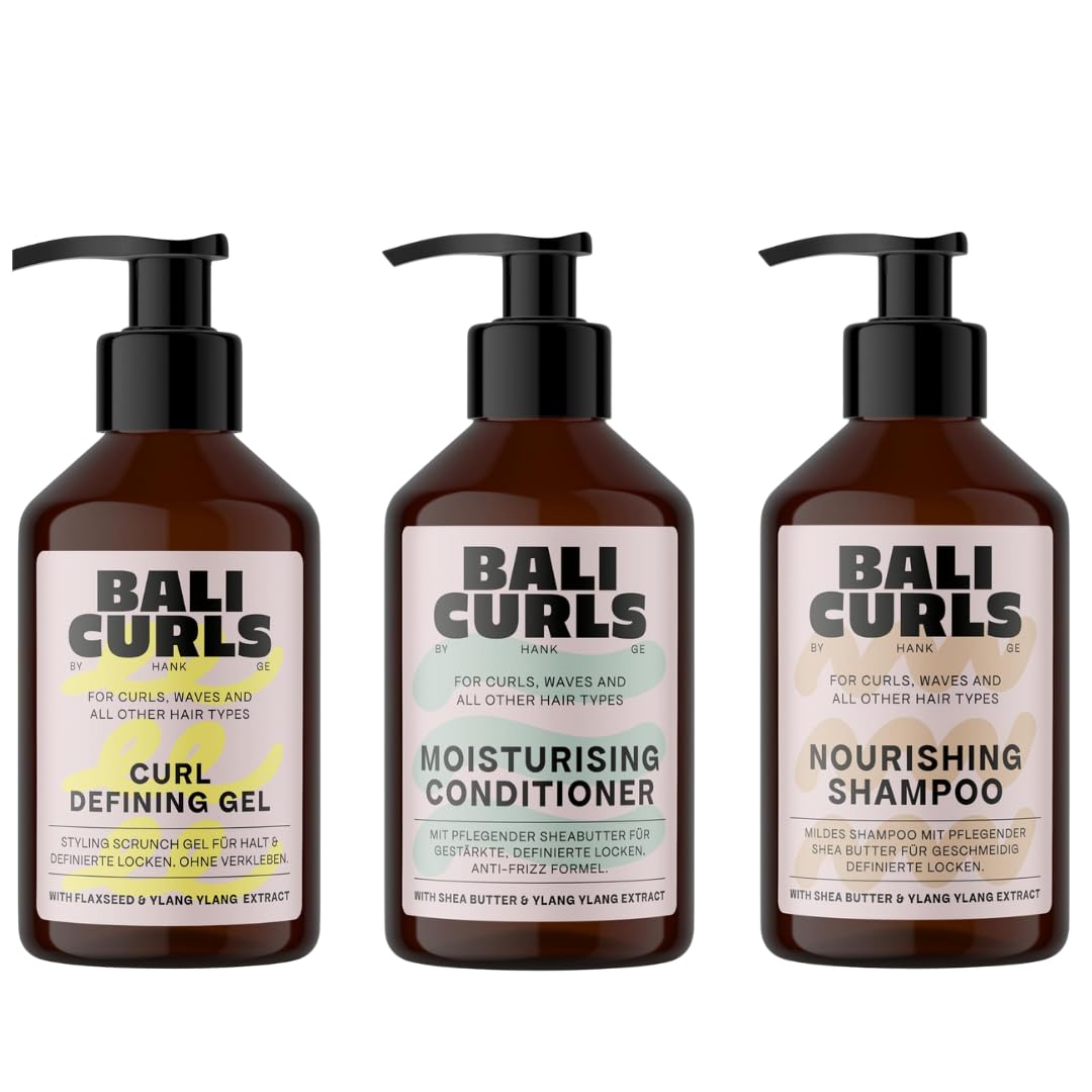 BALI CURLS Daily Curl Routine – Nourishing Shampoo, Moisturising Conditioner & Curl Defining Gel – Einfache Lockenroutine für definierte, gepflegte Curls