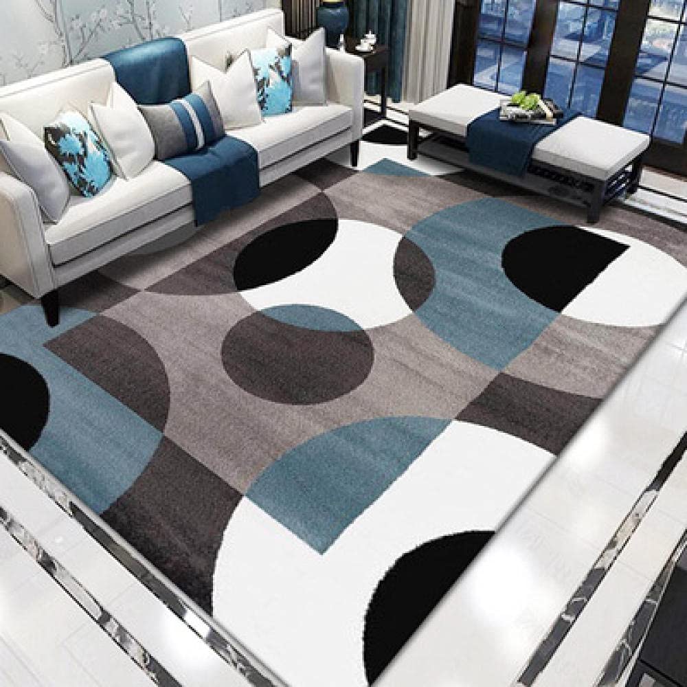 Tapis de decoration interieure noir et blanc style cercle de couture