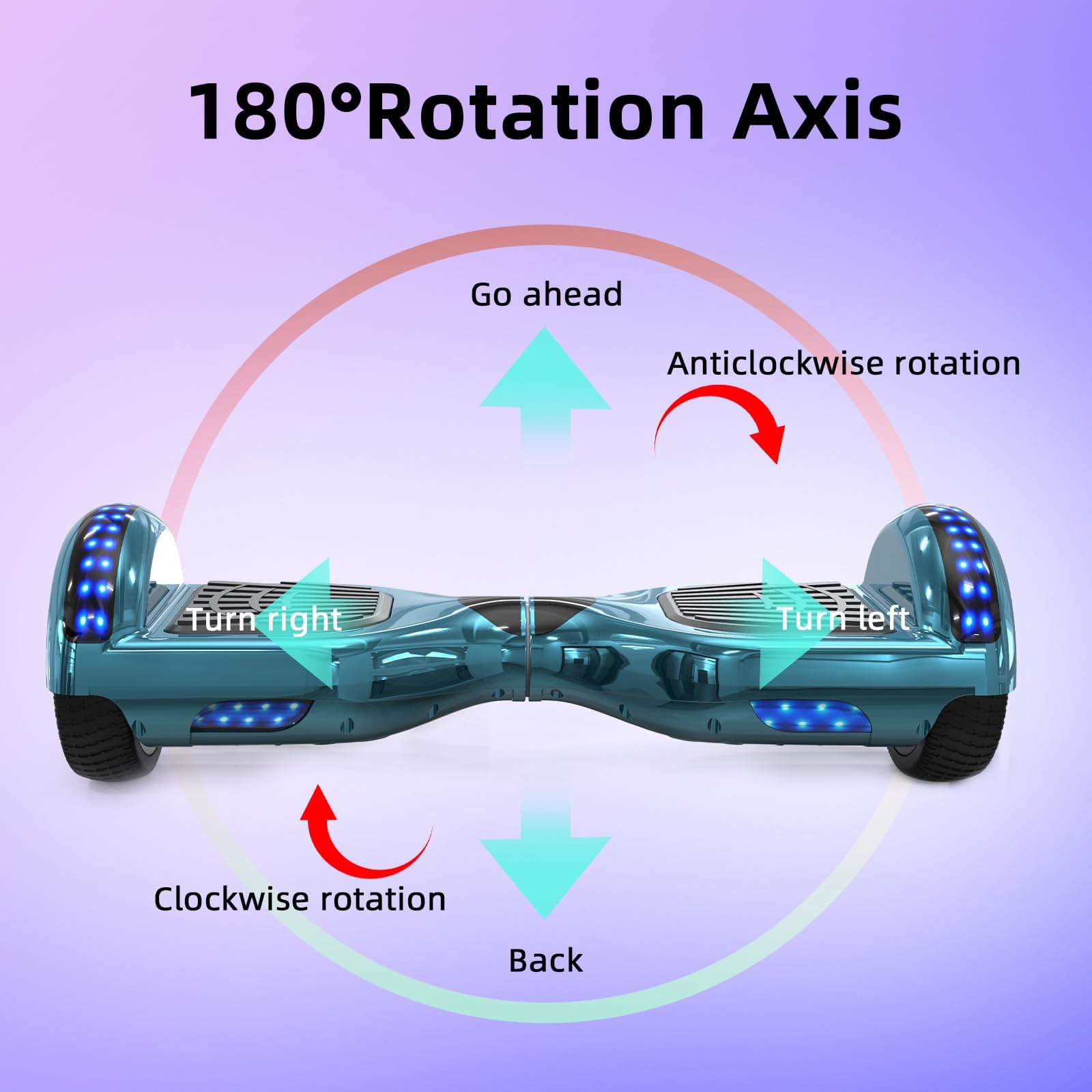 VOUUK Hoverboard 6,5-Zoll-Hoverboard mit Zwei Rädern, Mit Bluetooth-Lautsprecher, Mit LED-Lichtern Geeignet für Kinder und Erwachsene
