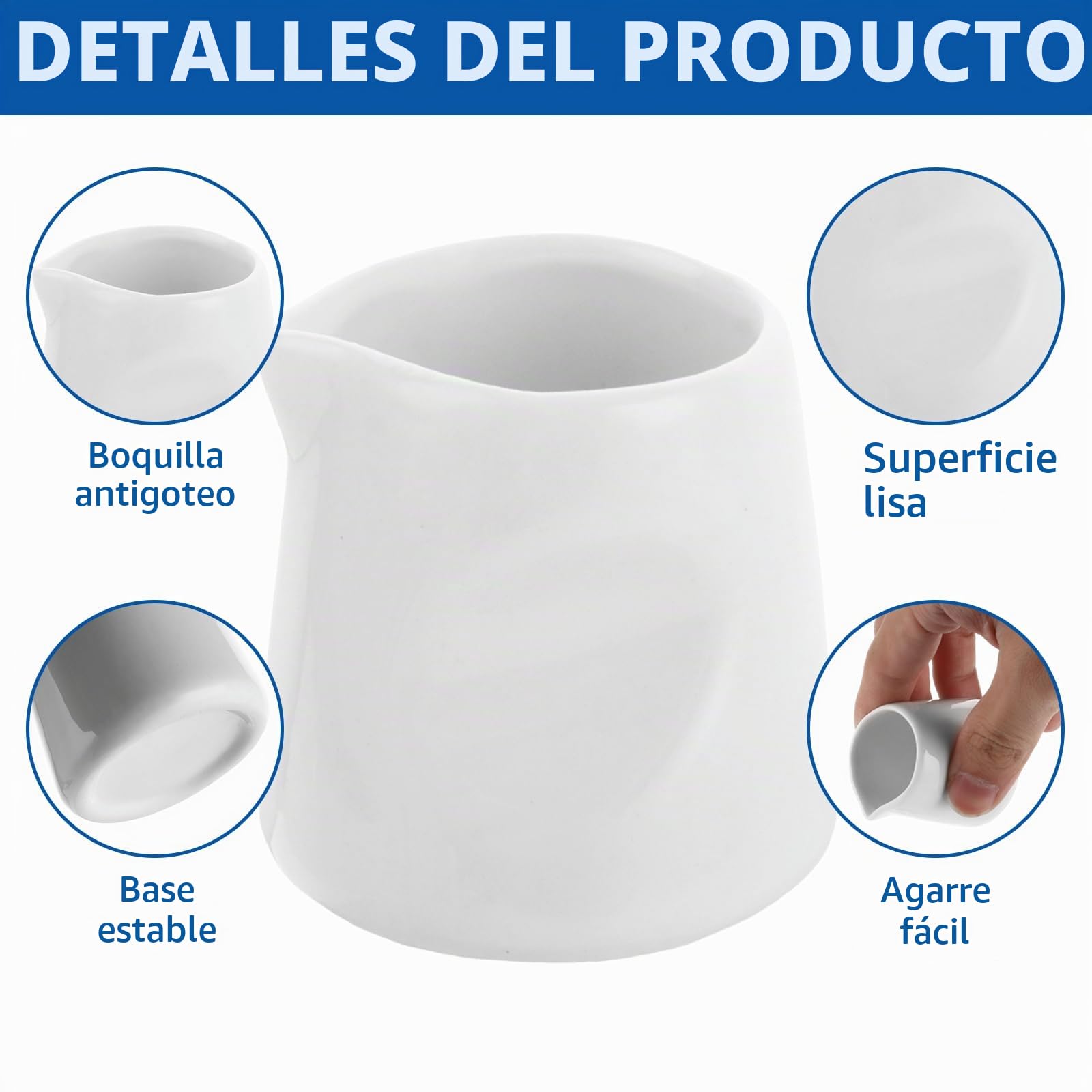 APACALI 16 jarras de leche blanca, 40 ml, jarra de leche pequeña, jarra de leche batida, jarra pequeña de cerámica para leche, salsas, café, salsas, cocina, bar, cafetería