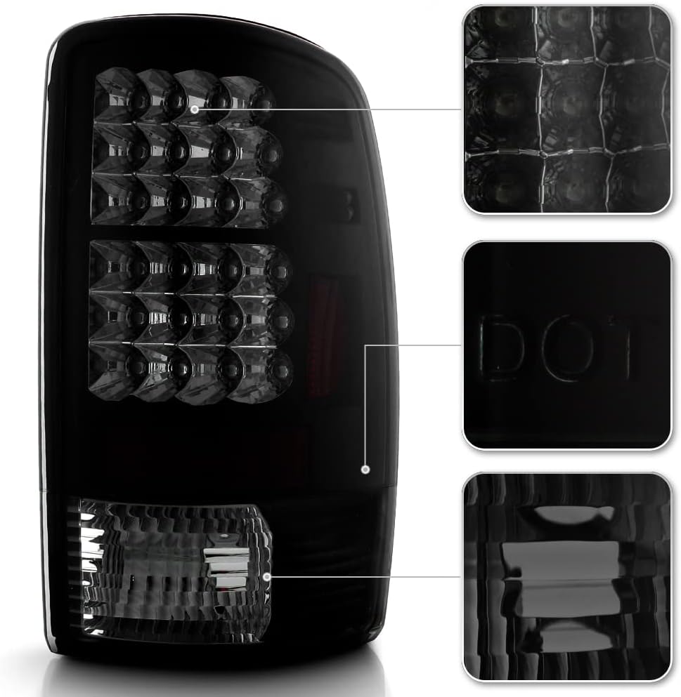 ACANII - For 2000-2006 Chevy Suburban Tahoe GMC Yukon Black Smoked LED Tail Lights Brake Lamps Replacement Left+Right