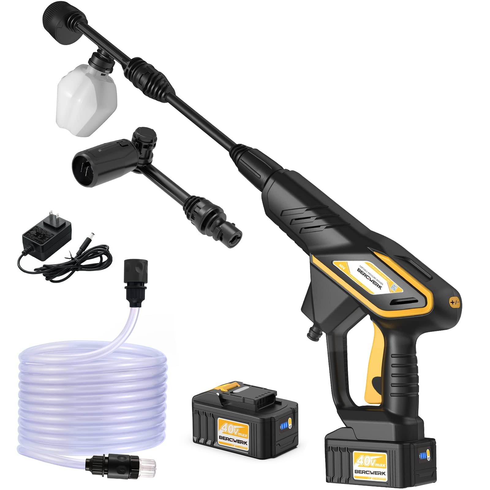 Cordless Power Cleaner 40V Portable PowerWasher with 2pcs Batteries Power Cleaner,Working Pressure 520PSl for RVs Boats or HomeProjects, with Accessories Kit and a Charger Included