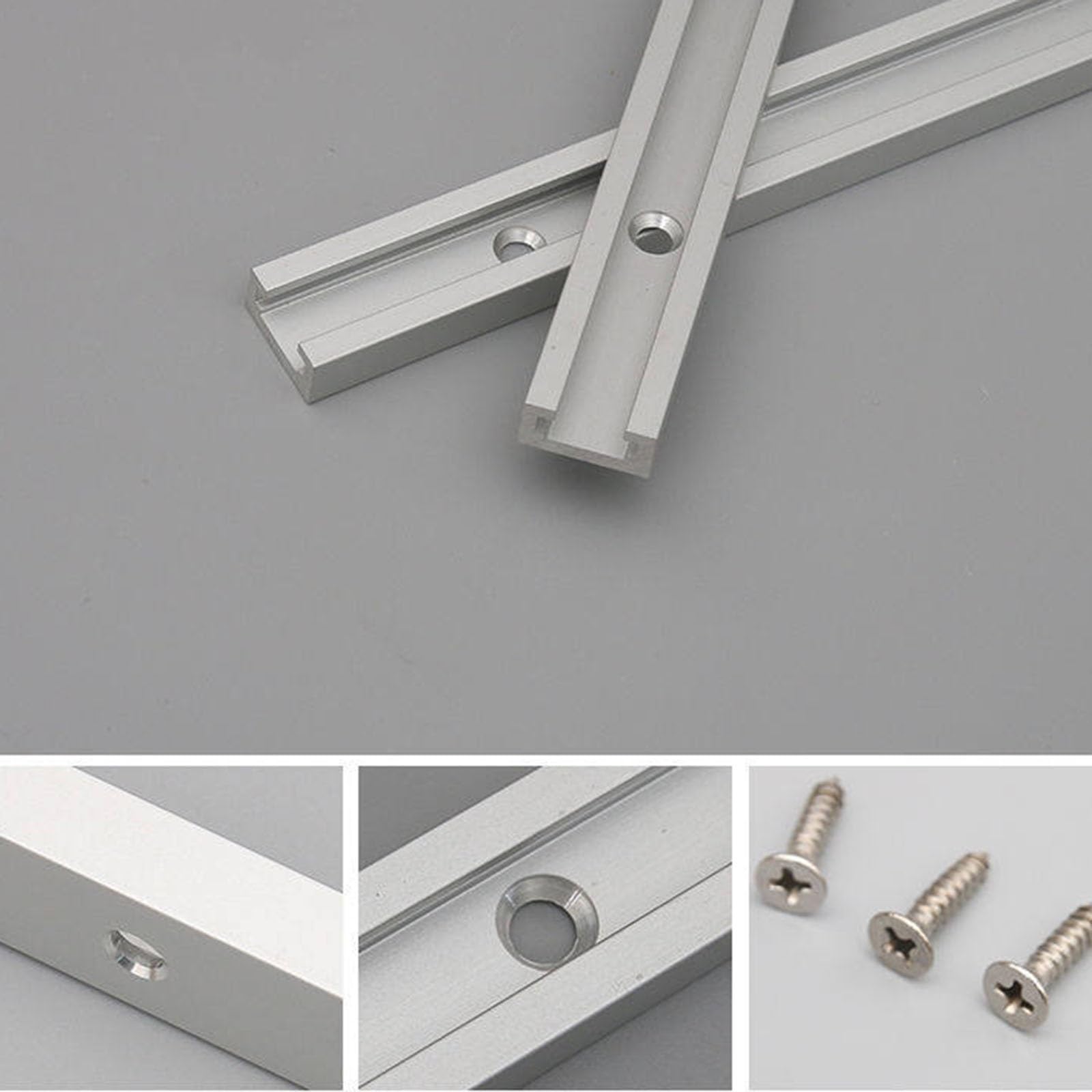 Rowki T do obróbki drewna, prowadnice T ze stopu aluminium z wkrętami samogwintującymi, używane do wykonywania osprzętu i oprzyrządowania(48.1inch)