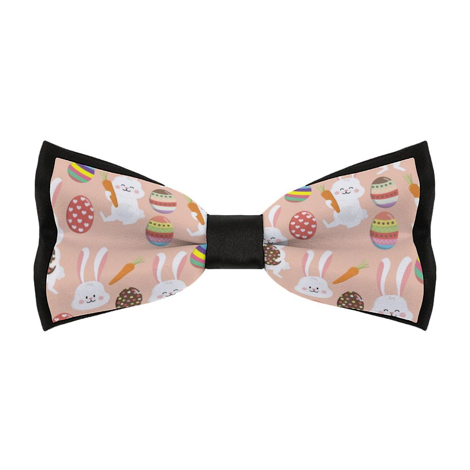 Jyyau Happy Easter Eggs Rabbit Bunny Pattern Bow Tie Adjustable Necktie For Men Business Fashion Pre-tied Tie Neckwear Novelty Accessory For Weddings Party Festival
