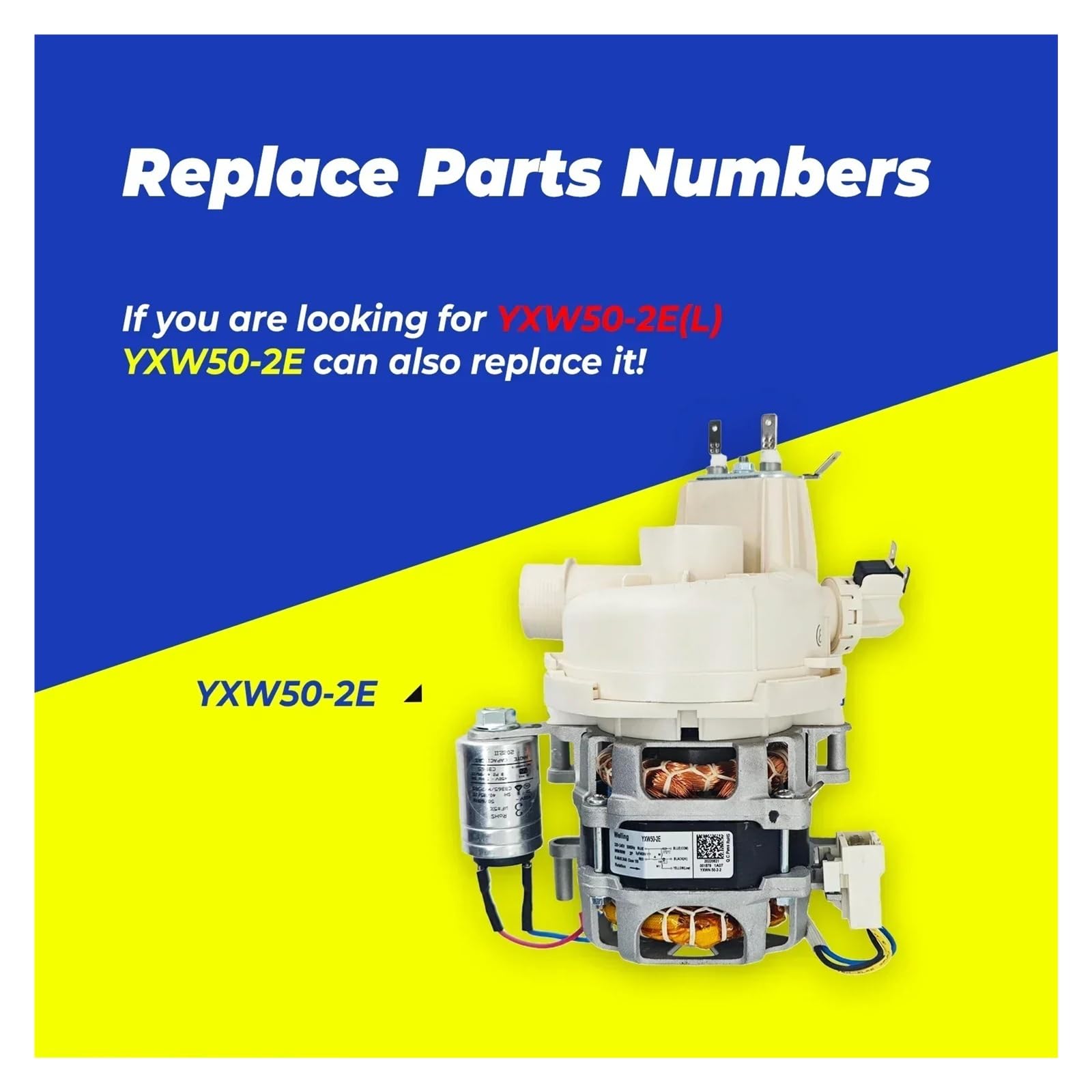 YXW50-2E/2E(L) Umwälzpumpe for Geschirrspüler, kompatibel mit KUPPERSBERG, kompatibel mit Midea, kompatibel mit Samsung, kompatibel mit Hansa, kompatibel mit Gorenje, kompatibel mit AEG, kompatibel mi