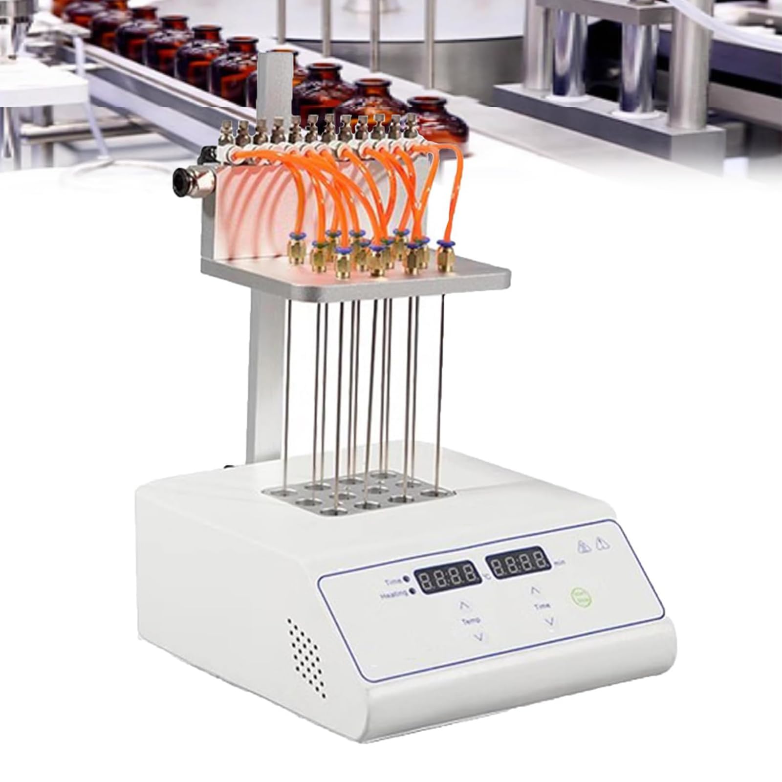 FBJAMZ Nitrogen Concentrator, Adjustable Height Sample Evaporator 12 Holes Module, Copper Quick Connector and Temperature Settings Laboratory Use