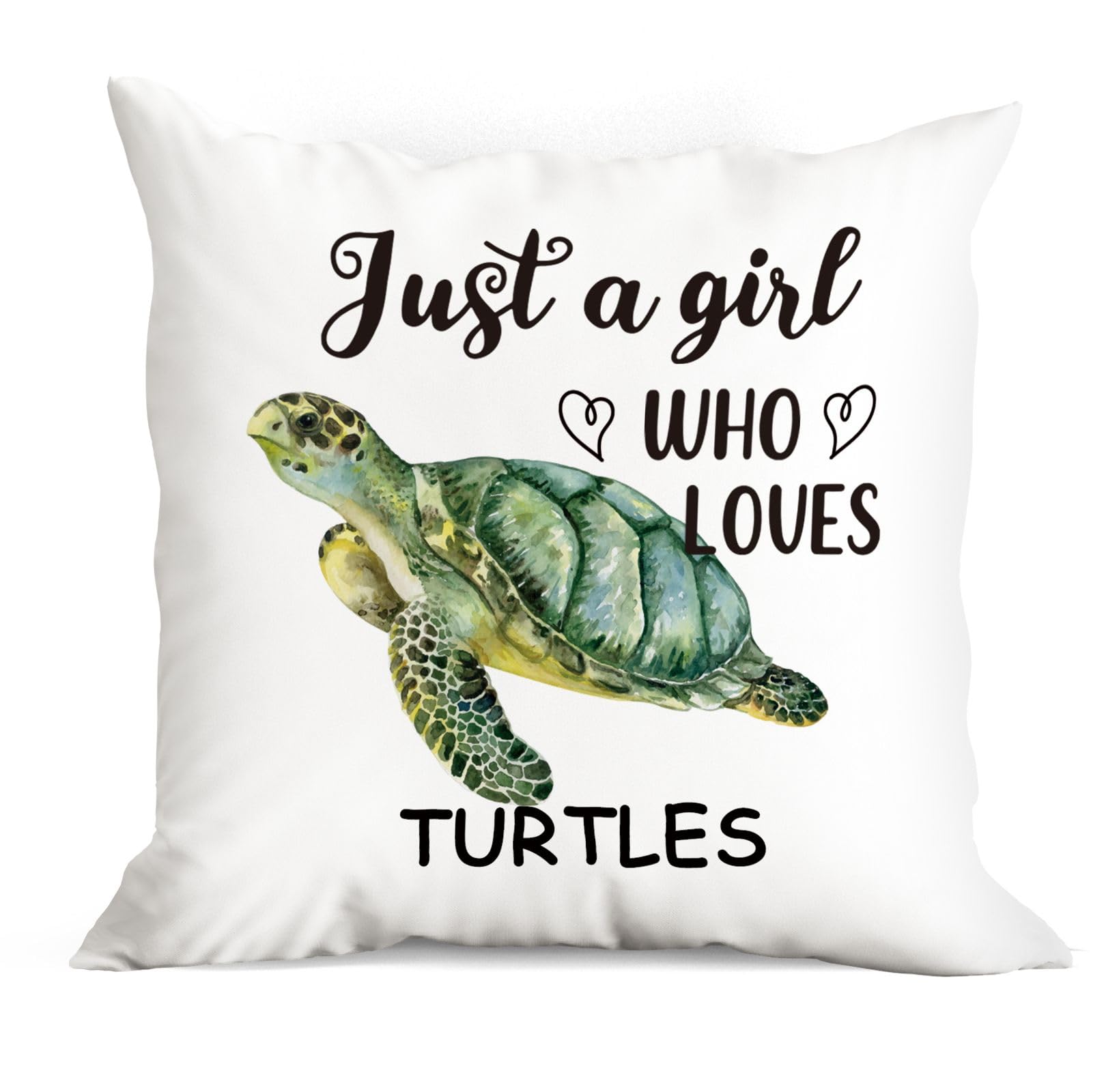 huester Turtle Pillow Covers 18x18, Turtle Turtles Decor Throw Pillow Cases, Sea Turtle Gifts for Turtle Lovers Women Girls, Just a Girl Who Loves Turtles Pillows Decorative Throw Pillows Cover