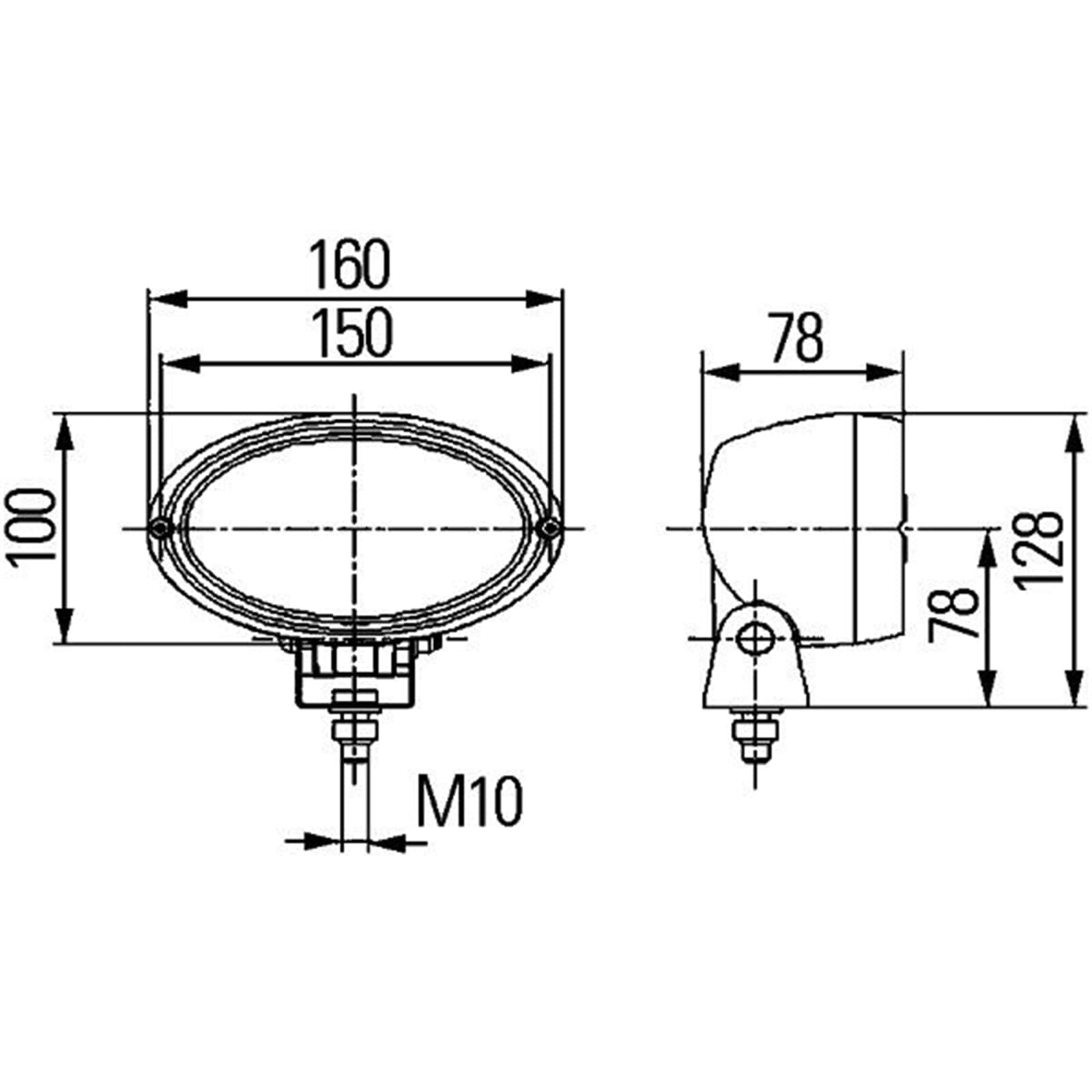 HELLA 1GA 996 361-501 Halógena-Faro de trabajo - Oval 100 - 24/12V - montaje exterior/atornillado - de pie/Abrazadera de montaje giratoria - Iluminación campo cercano - Conector: Conector plano